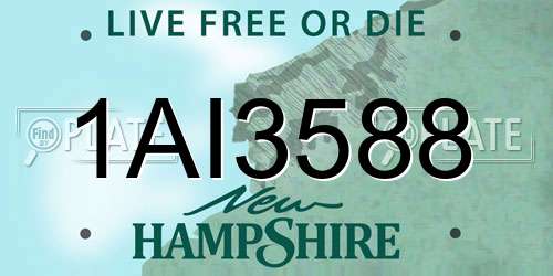 1AI3588 New Hampshire License Plate