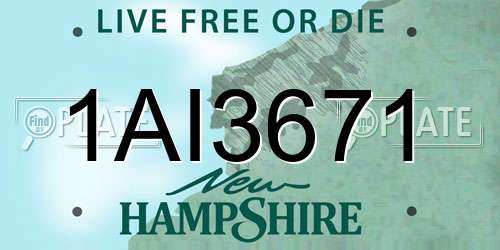 1AI3671 New Hampshire License Plate