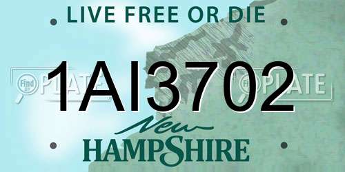 1AI3702 New Hampshire License Plate