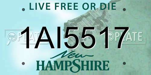 1AI5517 New Hampshire License Plate