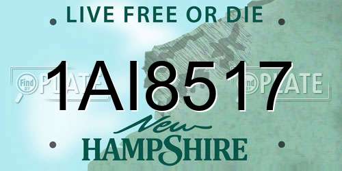 1AI8517 New Hampshire License Plate