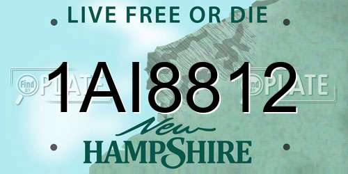 1AI8812 New Hampshire License Plate