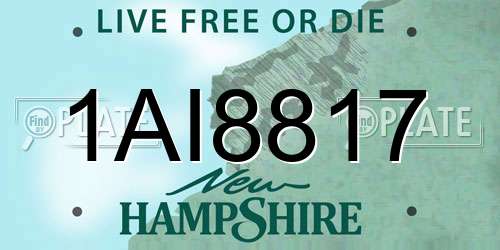 1AI8817 New Hampshire License Plate