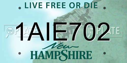 1AIE702 New Hampshire License Plate