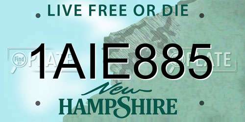 1AIE885 New Hampshire License Plate