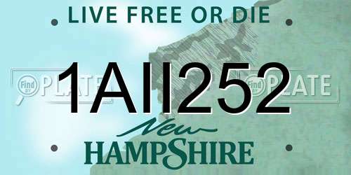 1AII252 New Hampshire License Plate