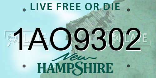 1AO9302 New Hampshire License Plate