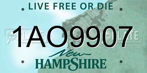 1AO9907 New Hampshire License Plate
