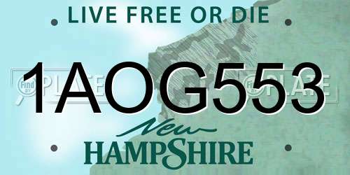 1AOG553 New Hampshire License Plate