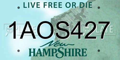 1AOS427 New Hampshire License Plate