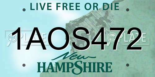 1AOS472 New Hampshire License Plate