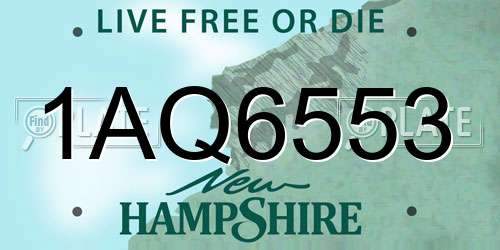 1AQ6553 New Hampshire License Plate