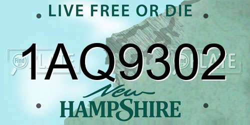1AQ9302 New Hampshire License Plate