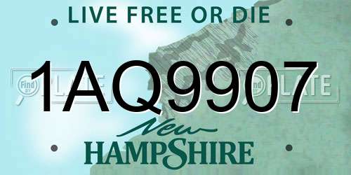 1AQ9907 New Hampshire License Plate