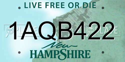 1AQB422 New Hampshire License Plate