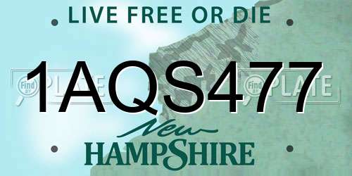 1AQS477 New Hampshire License Plate