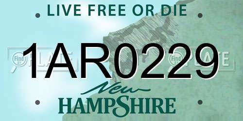 1AR0229 New Hampshire License Plate