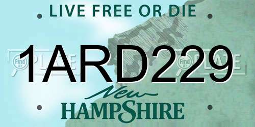 1ARD229 New Hampshire License Plate