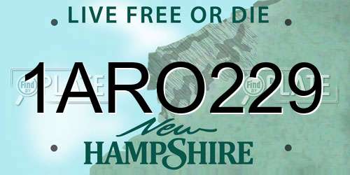 1ARO229 New Hampshire License Plate