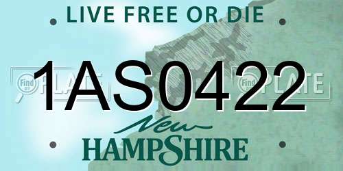 1AS0422 New Hampshire License Plate