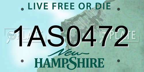 1AS0472 New Hampshire License Plate