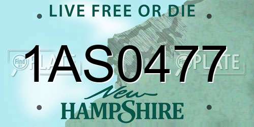 1AS0477 New Hampshire License Plate