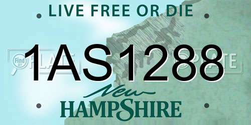 1AS1288 New Hampshire License Plate