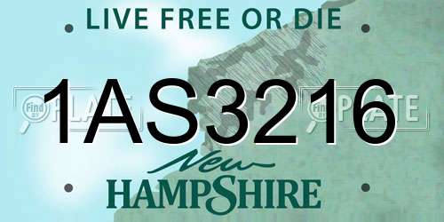 1AS3216 New Hampshire License Plate