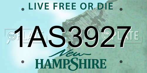 1AS3927 New Hampshire License Plate