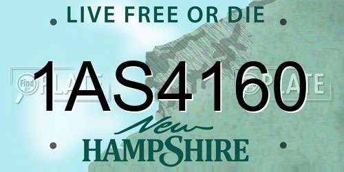 1AS4160 New Hampshire License Plate
