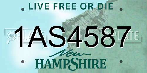 1AS4587 New Hampshire License Plate