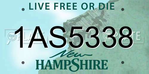 1AS5338 New Hampshire License Plate