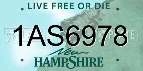 1AS6978 New Hampshire License Plate