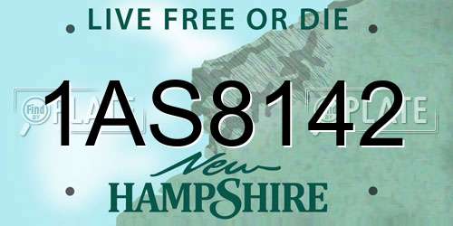 1AS8142 New Hampshire License Plate