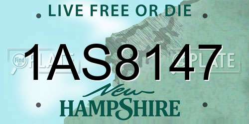 1AS8147 New Hampshire License Plate