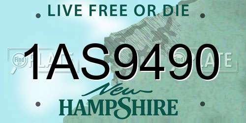 1AS9490 New Hampshire License Plate