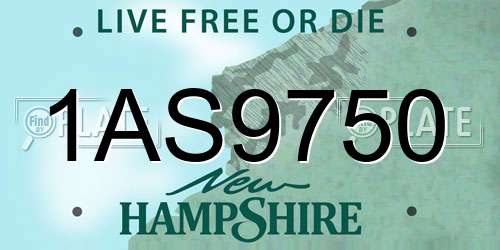 1AS9750 New Hampshire License Plate
