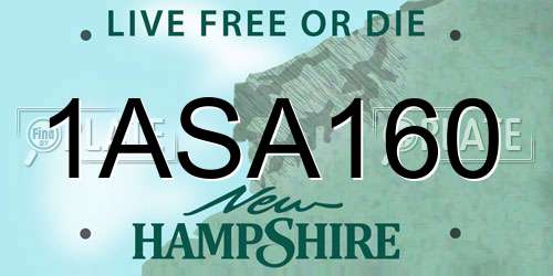 1ASA160 New Hampshire License Plate