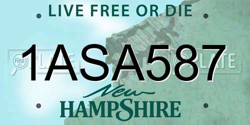 1ASA587 New Hampshire License Plate