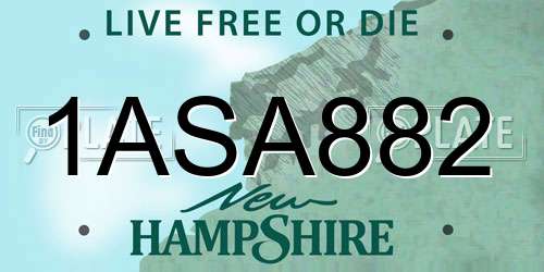 1ASA882 New Hampshire License Plate