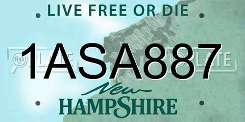 1ASA887 New Hampshire License Plate