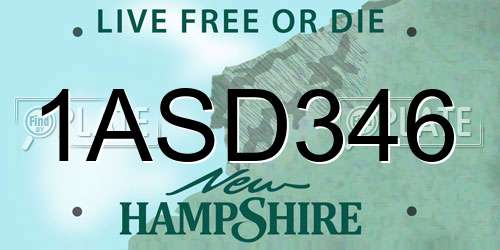 1ASD346 New Hampshire License Plate
