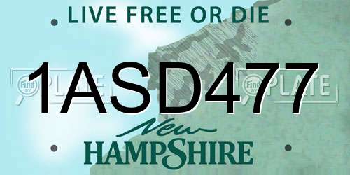1ASD477 New Hampshire License Plate