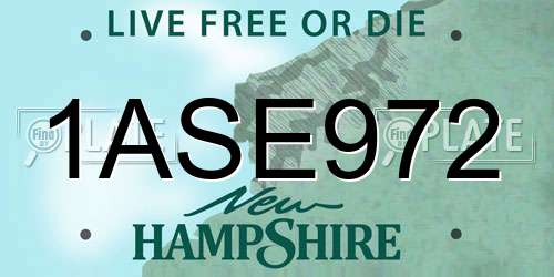 1ASE972 New Hampshire License Plate