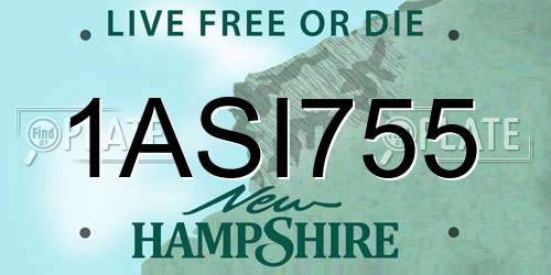 1ASI755 New Hampshire License Plate