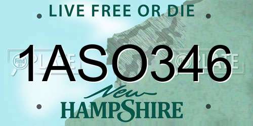 1ASO346 New Hampshire License Plate