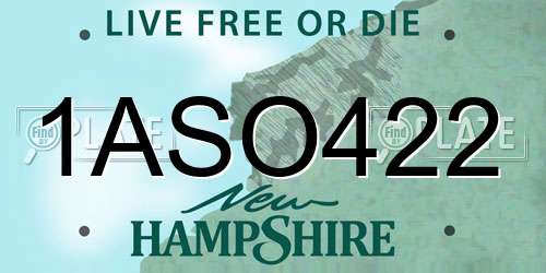 1ASO422 New Hampshire License Plate