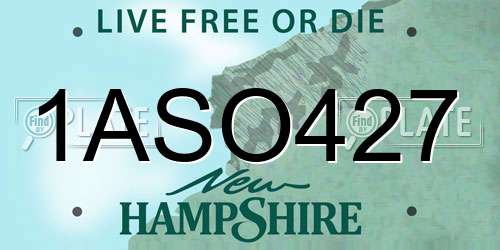 1ASO427 New Hampshire License Plate