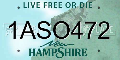 1ASO472 New Hampshire License Plate