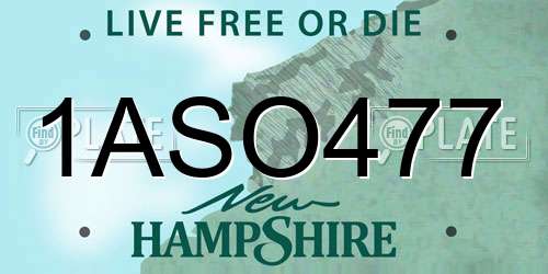 1ASO477 New Hampshire License Plate